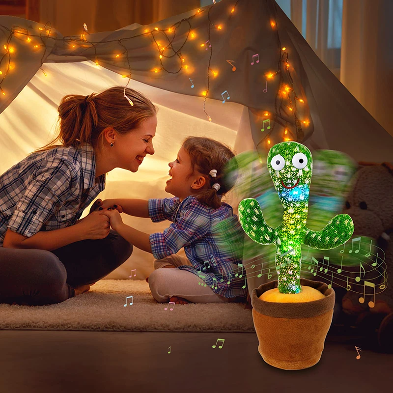 Cactus bailando, altavoz de 120 canciones, batería Usb parlante, repetición de voz, juguete de bailarina de Cactu, juguetes de peluche para hablar, regalo para niños - Imagen 4