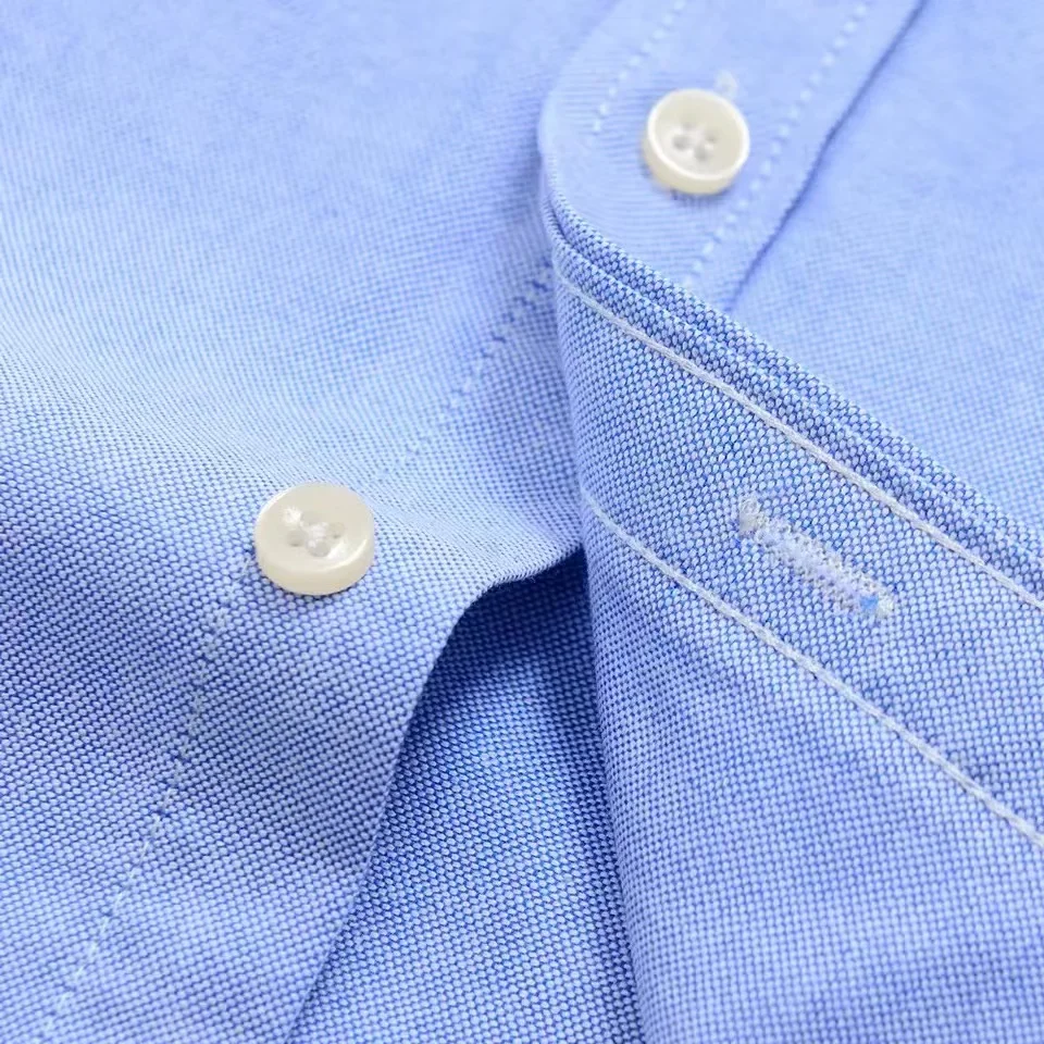 Camisa 100% de algodón para hombre, camisa Oxford informal a cuadros de manga larga con estampado de Color sólido, camisa de vestir Formal de ajuste Regular de gran tamaño 7XL 6XL 5XL - Imagen 5