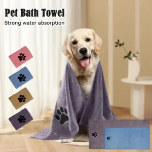 Toalla de Baño para Mascotas de Microfibra, 3 Tamaños Disponibles, Bordada, Súper Suave y Absorbente, para Perros y Gatos, Artículos de Aseo