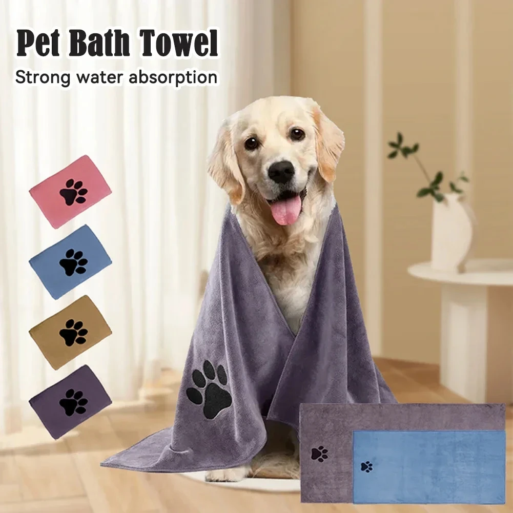 Toalla de Baño para Mascotas de Microfibra, 3 Tamaños Disponibles, Bordada, Súper Suave y Absorbente, para Perros y Gatos, Artículos de Aseo