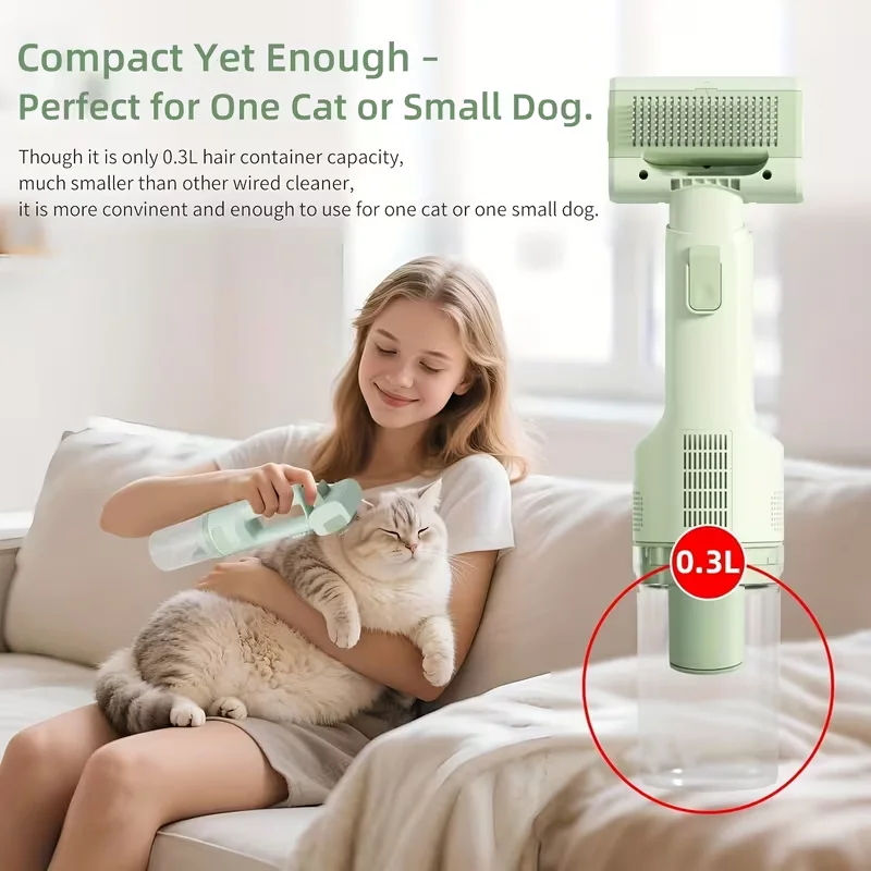 Aspiradora de cuidado para gatos, 5 cepillos, Kit de aseo para mascotas con taza para polvo de pelo de 0,3 L, aspiradora para perros, gatos, perros, aspiradora de pelo - Imagen 6