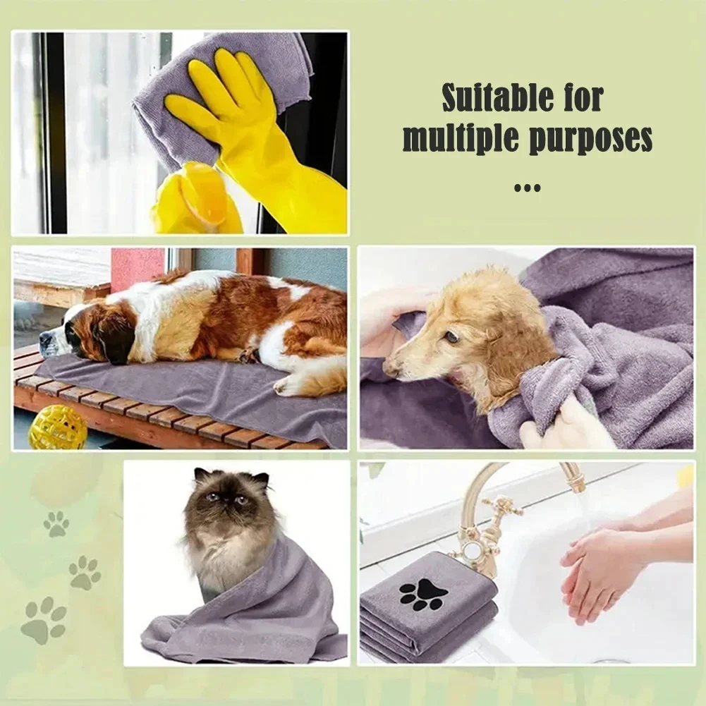 Toalla de Baño para Mascotas de Microfibra, 3 Tamaños Disponibles, Bordada, Súper Suave y Absorbente, para Perros y Gatos, Artículos de Aseo - Imagen 6