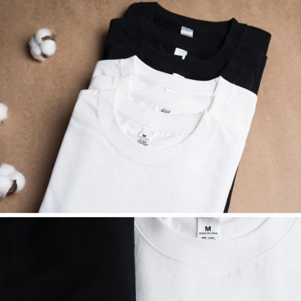 Camisetas lisas de algodón 100% para hombre y mujer, camisetas blancas de manga corta, camiseta informal holgada y transpirable con cuello redondo, Tops para parejas, 2 uds. - Imagen 6