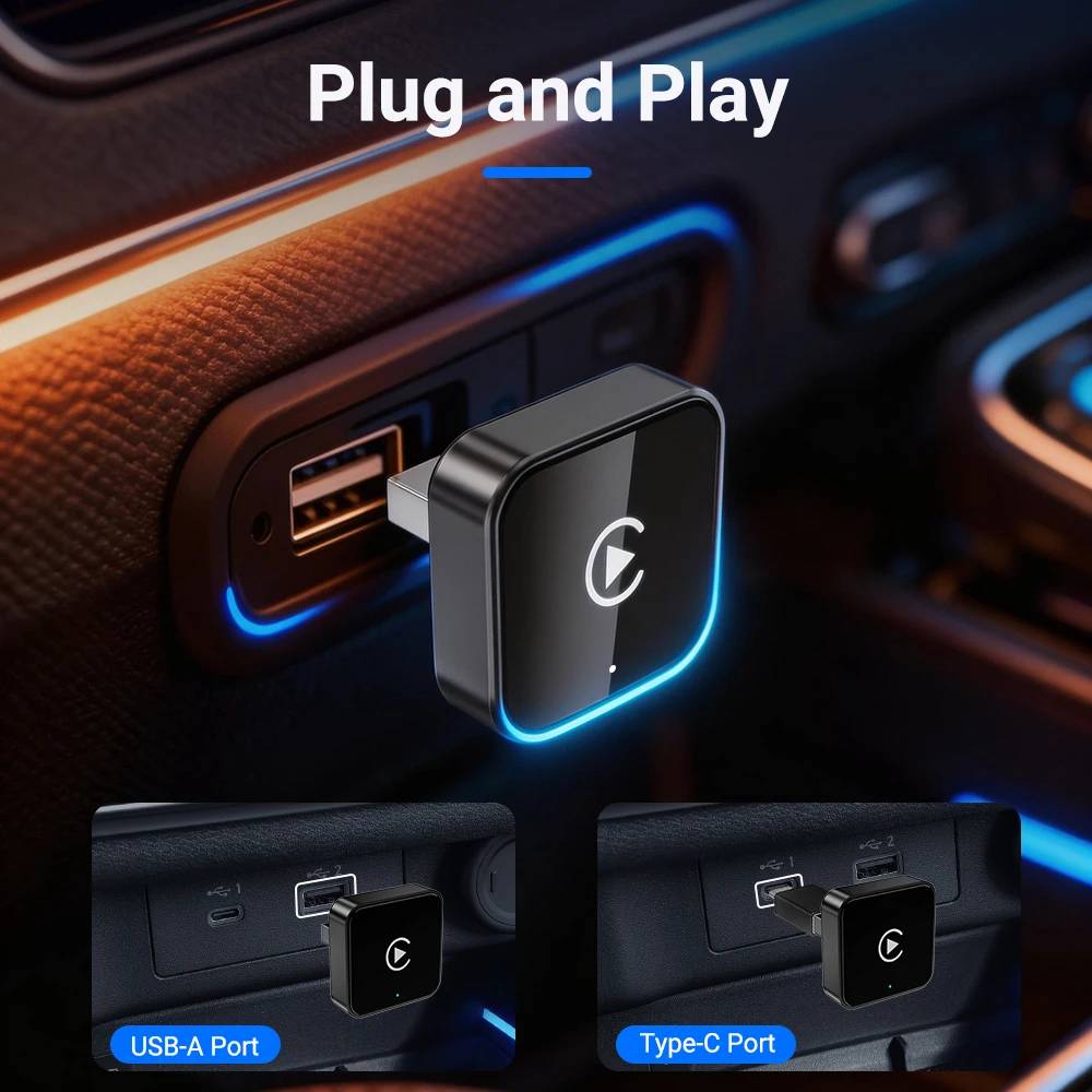Nuevo Adaptador Inalámbrico 2 en 1 para CarPlay y Android Auto 2026, WiFi de 5 GHz, Tipo-C/USB, Plug and Play, CarPlay Inalámbrico - Imagen 4