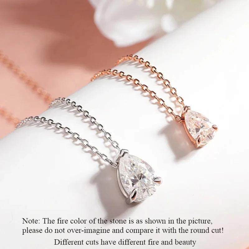 Collar de moissanita con certificación Smyoue, 1CT, 2CT, corte de pera D VVS1, joyería chapada en oro de 18k, colgante de 100% Plata de Ley 925 - Imagen 2