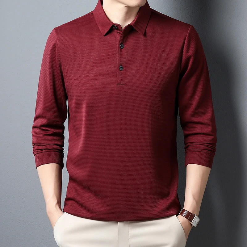 Polo informal de negocios para hombre, camiseta de manga larga, Top cómodo de verano - Imagen 6