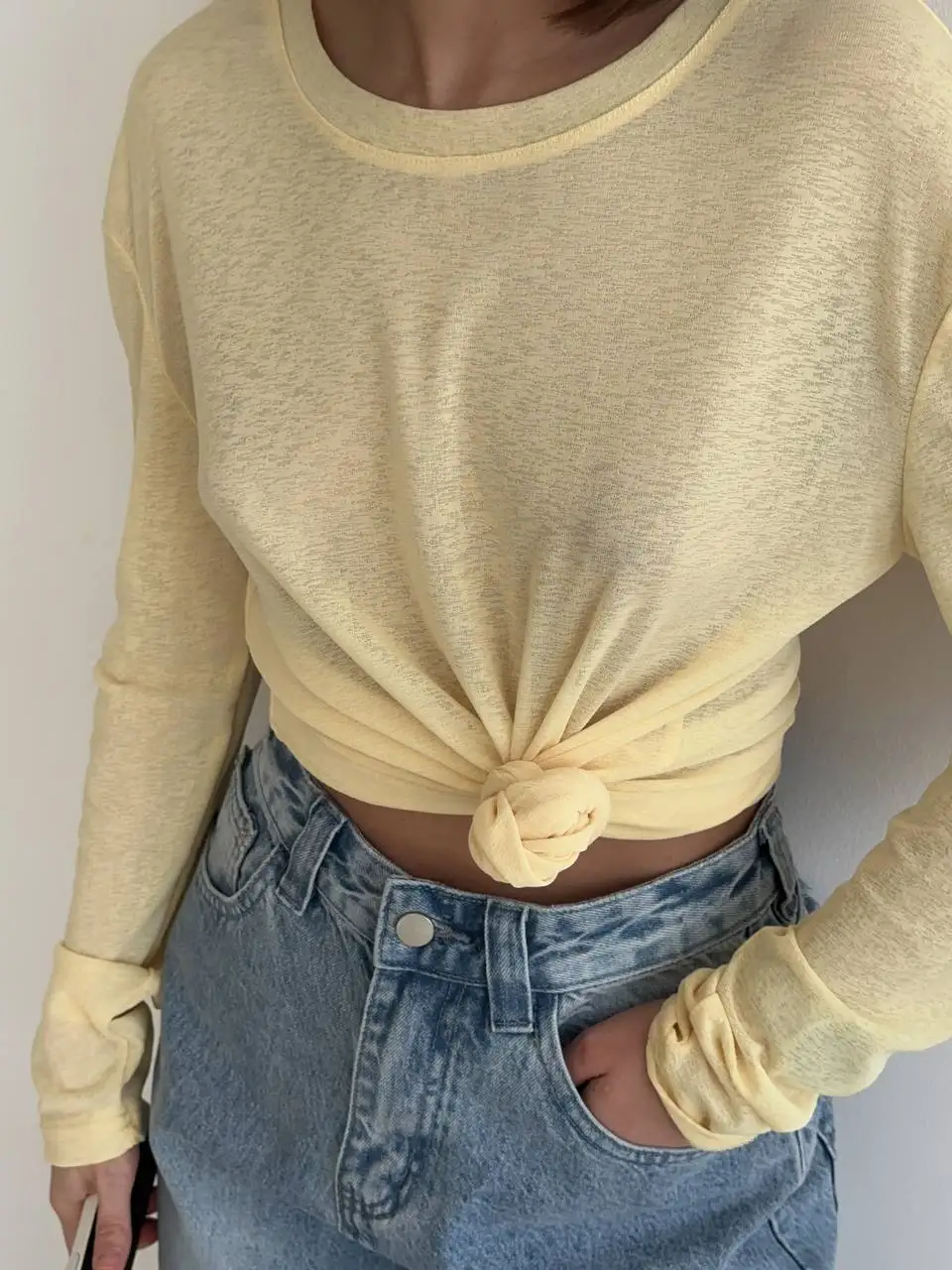 Hirsionsan 2025, camisetas básicas suaves para mujer, camisetas de verano y otoño de manga larga con parte inferior holgada, camisetas informales de punto suaves para mujer - Imagen 2