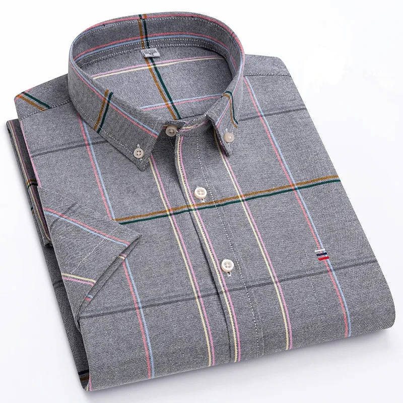 Camisa de manga corta de algodón Oxford de alta calidad para homb - Imagen 5