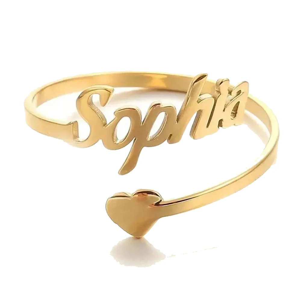 Anillo de amor con nombre personalizado, anillo de pareja de corazón de acero inoxidable personalizado, joyería para Mujer, Anillos de regalo para el Día de San Valentín para Mujer - Imagen 5