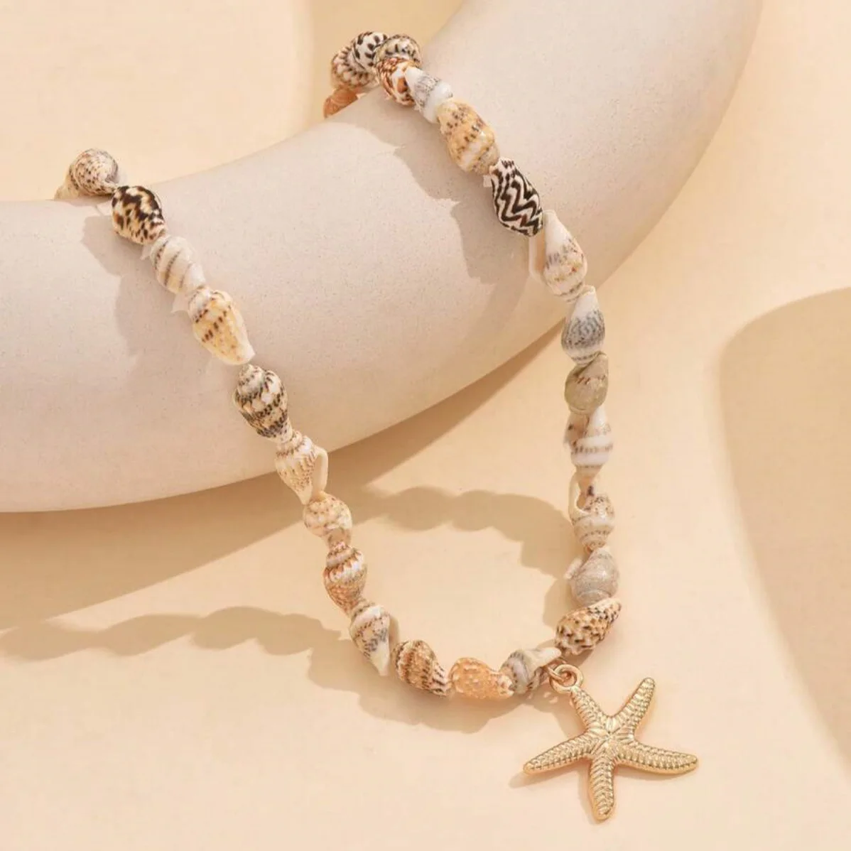 Collar bohemio de cuentas de concha de playa para mujer, Gargantilla con colgante de estrella de mar de estilo océano de verano, joyería para fiesta de vacaciones - Imagen 3
