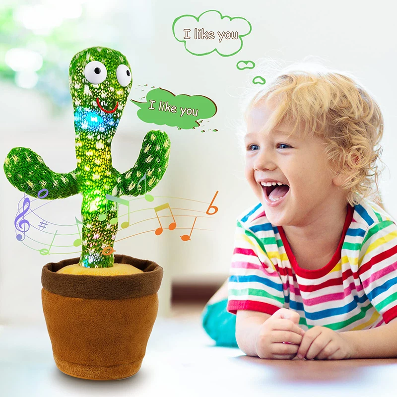 Cactus bailando, altavoz de 120 canciones, batería Usb parlante, repetición de voz, juguete de bailarina de Cactu, juguetes de peluche para hablar, regalo para niños - Imagen 5