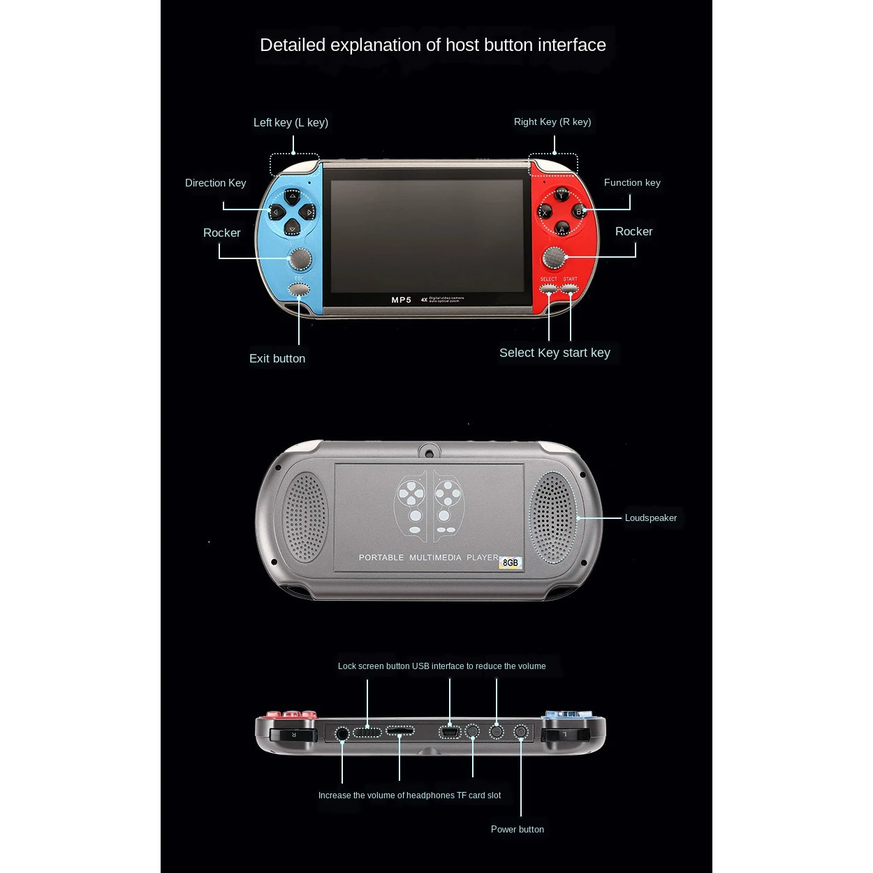 Consola de videojuegos Retro portátil, Mini Arcade, portátil, de bolsillo, para la familia - Imagen 2