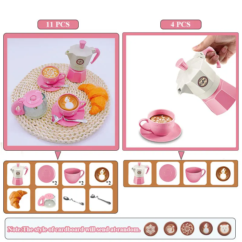 4/11 piezas de juego de simulación de café Retend Play, vajilla para casa de juegos/cocina al aire libre, juego de té de la tarde DIY, juguete para niños, regalo para niños. - Imagen 2