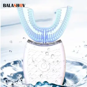 Cepillo de dientes tipo U, cabezal de silicona inteligente de 360 grados, cepillo de dientes eléctrico sónico, carga USB automática, resistente al agua