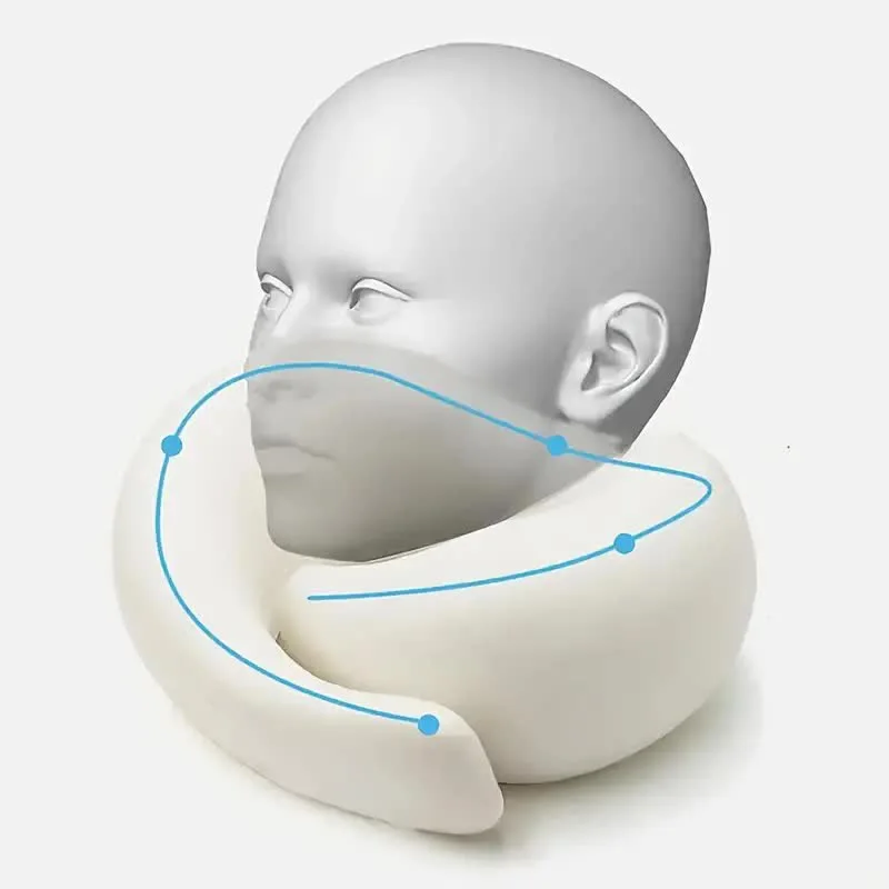 Almohada de viaje para el cuello, almohada en forma de U de espuma viscoelástica, soporte para el cuello de viaje estilo caracol, almohadas para dormir suaves ajustables portátiles para romper el mediodía - Imagen 2