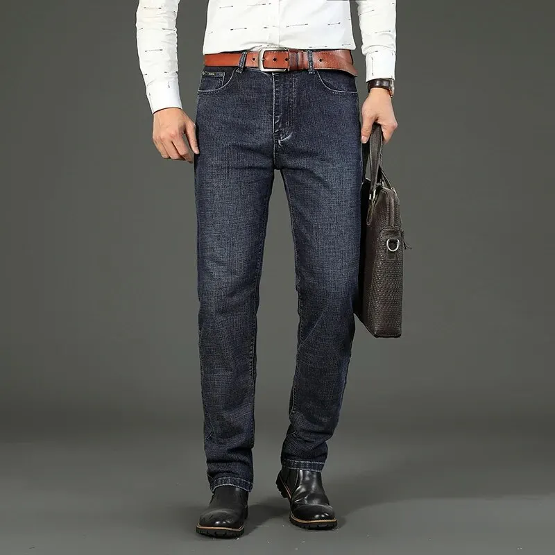 Pantalones Vaqueros de Hombre 2026, Estilo Casual, Corte Recto, Elásticos, Clásicos, Azules y Negros, para Trabajo - Imagen 4
