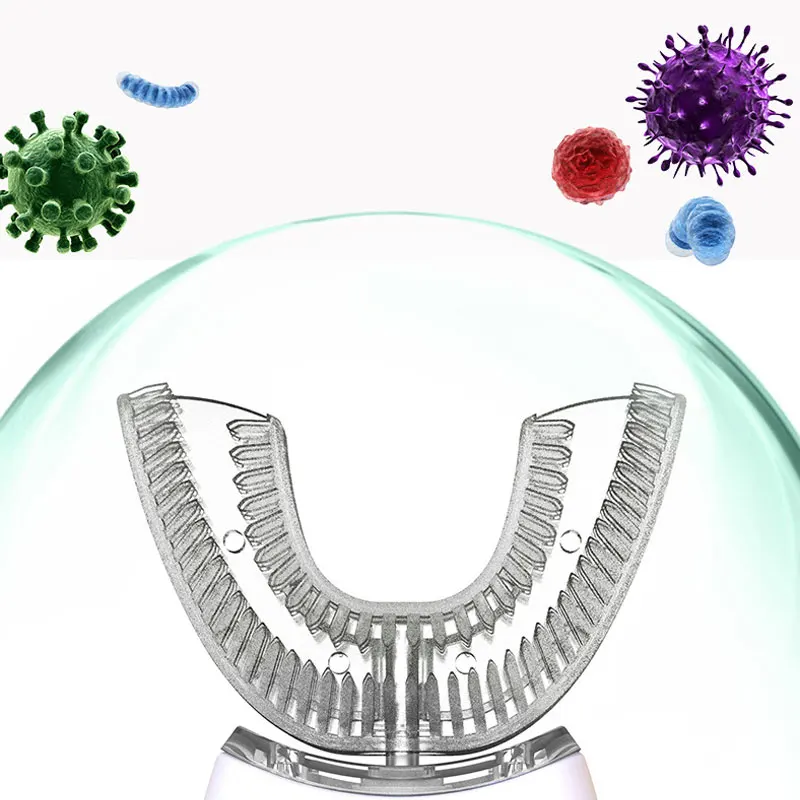 Cepillo de dientes tipo U, cabezal de silicona inteligente de 360 grados, cepillo de dientes eléctrico sónico, carga USB automática, resistente al agua - Imagen 2