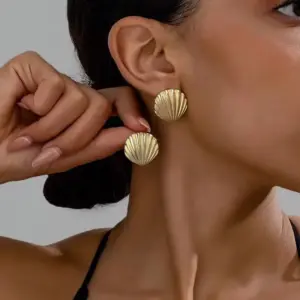 Nuevos pendientes exagerados con textura de concha de océano para mujer, accesorios de moda, pendientes de joyería de personalización, uso diario