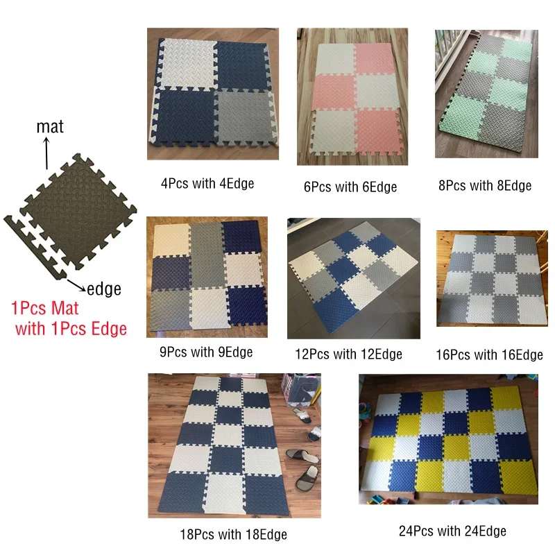 Alfombra de juego de espuma para bebé, tapete de rompecabezas para niños, baldosas de ejercicio entrelazadas, alfombra de juguete, alfombra suave de 30x30x1cm, 16 Uds. - Imagen 4