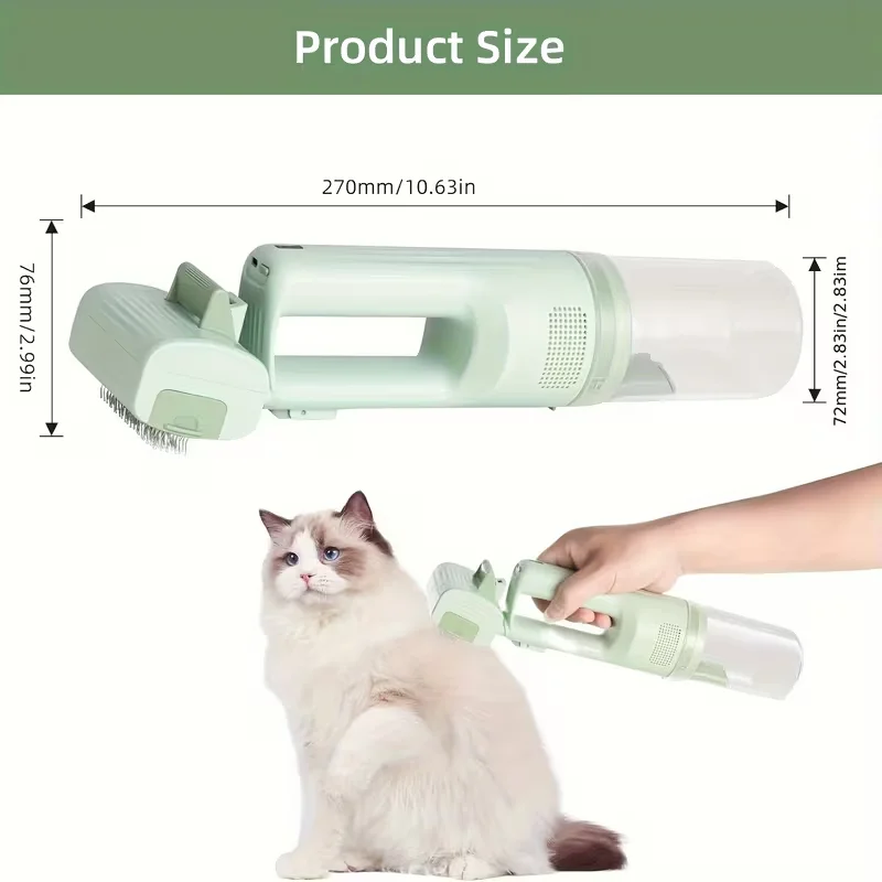 Aspiradora de cuidado para gatos, 5 cepillos, Kit de aseo para mascotas con taza para polvo de pelo de 0,3 L, aspiradora para perros, gatos, perros, aspiradora de pelo - Imagen 4