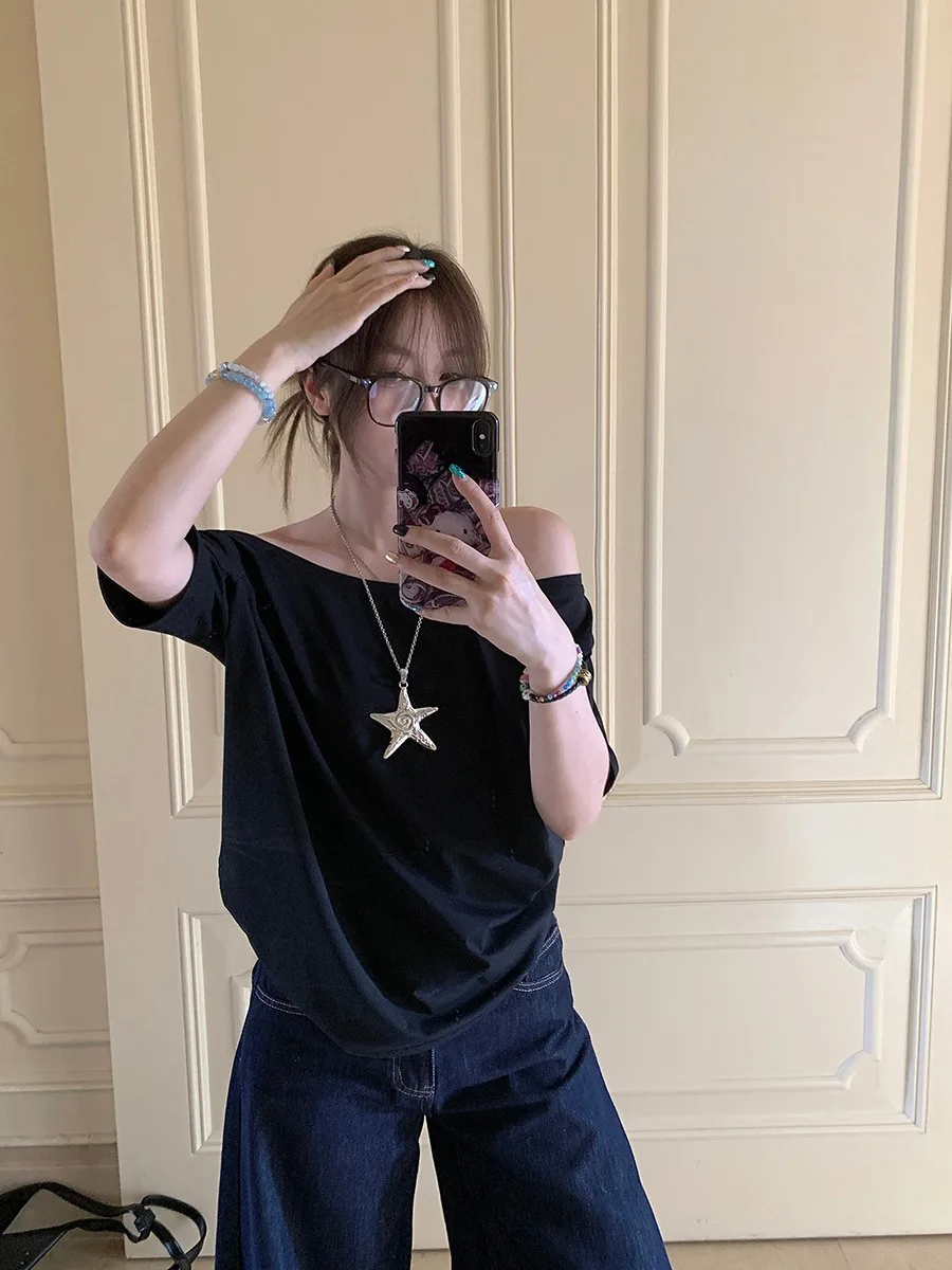 Camisetas de mujer lisas simples de verano informales Cleanfit de manga corta que combinan con todo ropa de calle para chicas jóvenes Y2k Top ropa estética Ins - Imagen 2