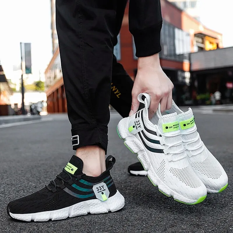 Zapatos deportivos informales para hombre, zapatillas ligeras transpirables, zapatillas de correr negras de malla para exteriores, zapatillas deportivas para correr Tenis para caminar - Imagen 4