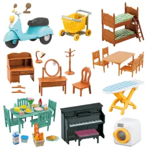 Muebles en miniatura 1:12, cocina familiar de bosque, juguete, mesa de comedor, accesorios para casa de muñecas, baño, juego de simulación para niñas, regalos, Juguetes
