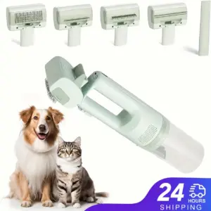 Aspiradora de cuidado para gatos, 5 cepillos, Kit de aseo para mascotas con taza para polvo de pelo de 0,3 L, aspiradora para perros, gatos, perros, aspiradora de pelo