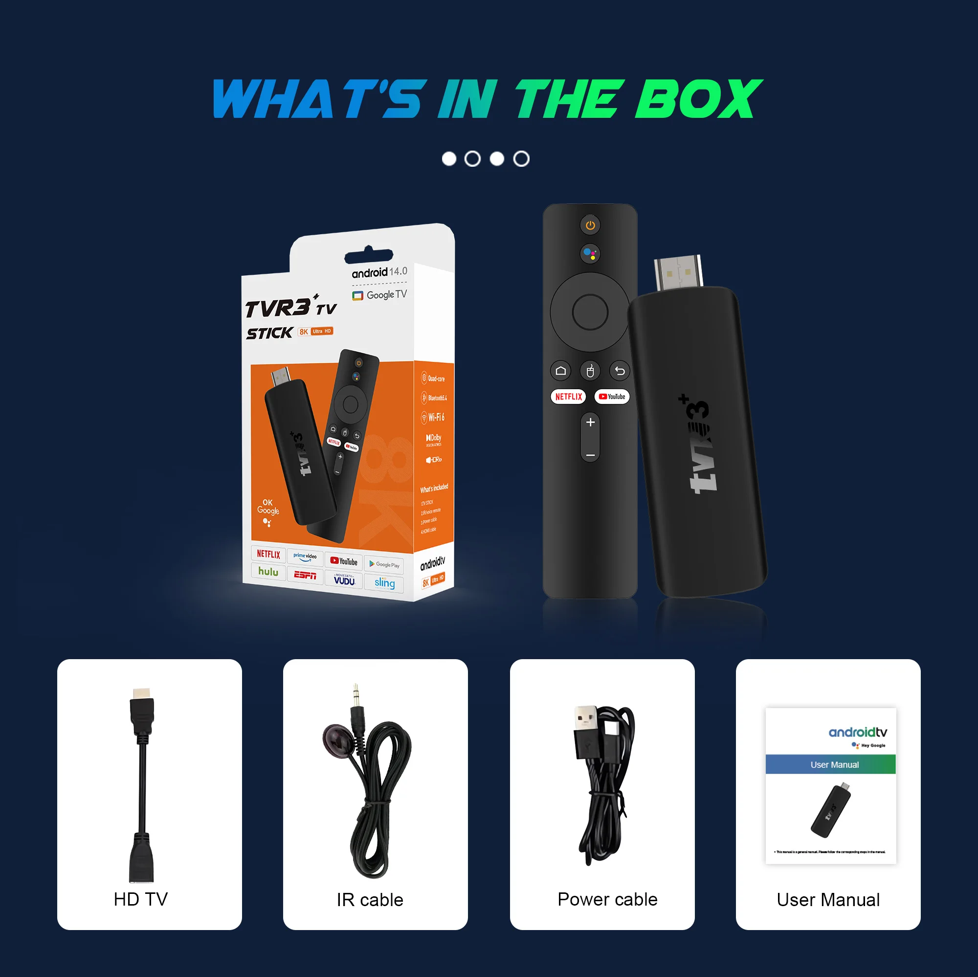 TV Stick 2026 TVR3+ con Interfaz de Usuario Dual, 8K HD, WIFI 6, Android 14.0, RK3518 Quad Core, 8GB RAM, 128GB ROM, Reproductor Multimedia para Cine en Casa - Imagen 6