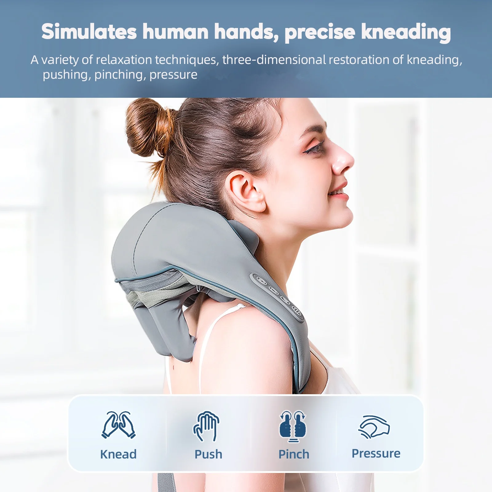 Foreverlily-masajeador inalámbrico para cuello y hombros, chal de masaje para amasar hombros y espalda, masajeador Cervical para cuello Trapezius, 26W - Imagen 5