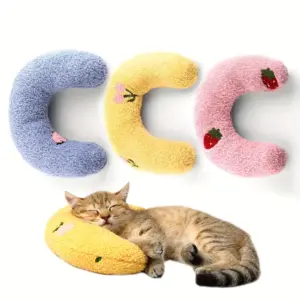 Almohada Cálida y Esponjosa para Mascotas, Cojín en Forma de U para Perros y Gatos, Alivio de la Ansiedad y Sueño Profundo
