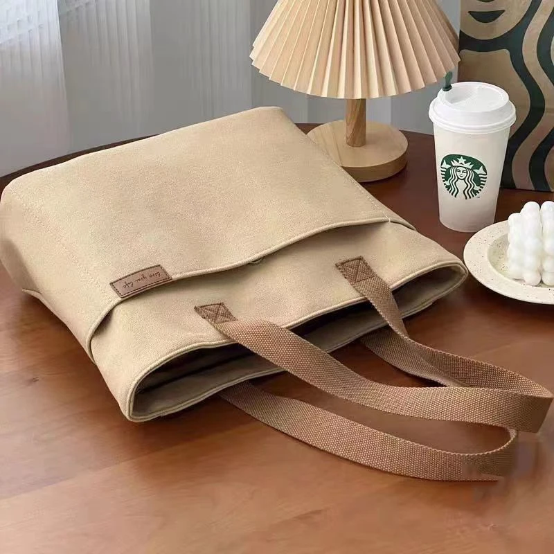Bolso de mano de lona para mujer, bolsa de almacenamiento de 2 capas, gran capacidad, bolsa de transporte para ir al trabajo para estudiantes, bolsos de hombro portátiles, bolsa de compras - Imagen 6