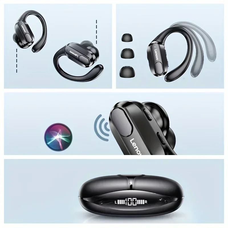 Lenovo XT80 auriculares inalámbricos Bluetooth 5,4 auriculares verdaderos con micrófono Control de botón reducción de ruido ganchos para las orejas auriculares impermeables - Imagen 5