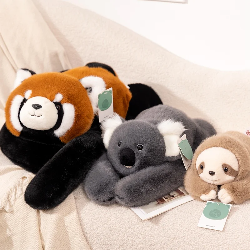 30-65cmKawaii alta calidad bosque Animal muñeco de peluche almohada suave de brazo largo mapache dinosaurio perezoso Panda Koala juguete de peluche decoración del hogar - Imagen 3