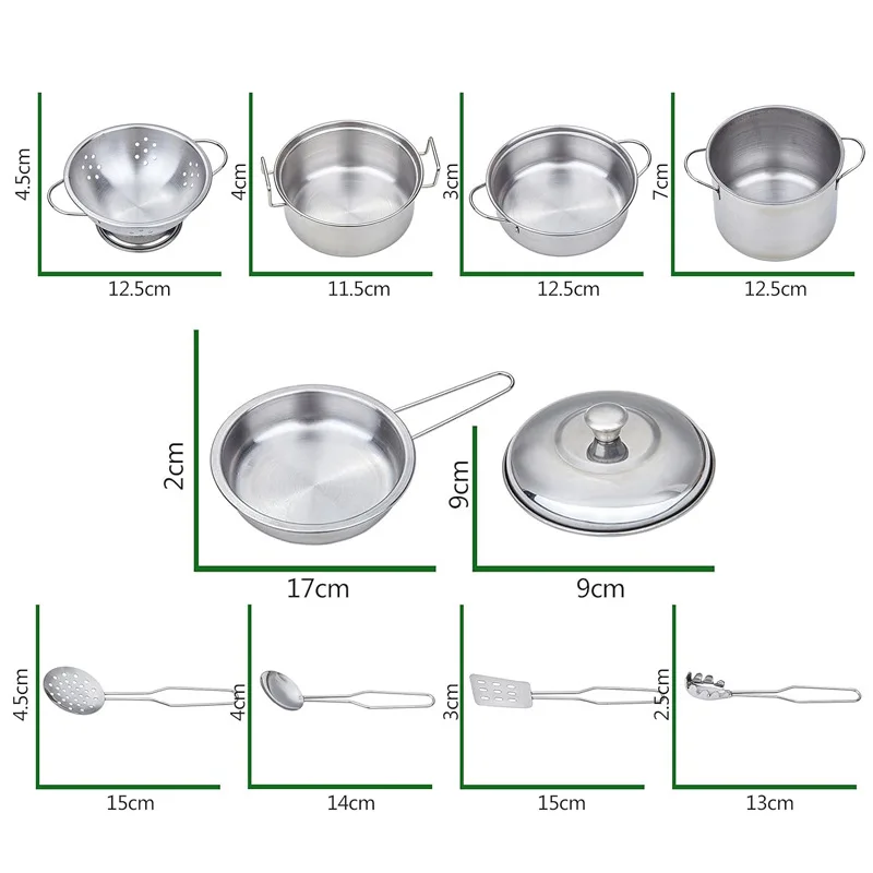 Juego de Cocina de Juguete para Niños, de Acero Inoxidable, con Utensilios de Cocina, Olla, Pala y Accesorios para Jugar a Cocinar - Imagen 2