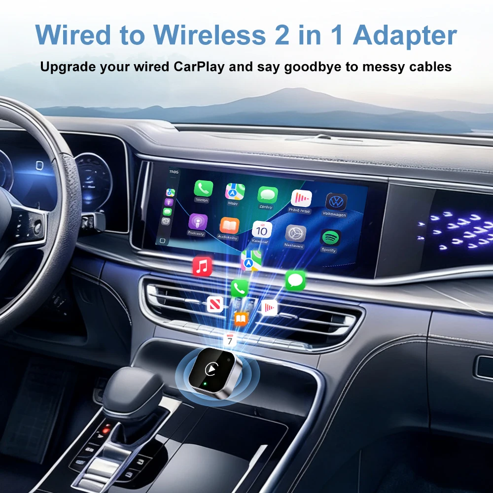 Adaptador Inalámbrico CarPlay 2 en 1, Dongle de Cableado a Inalámbrico para Apple y Android Auto, Plug and Play, Accesorio Universal para Auto - Imagen 2