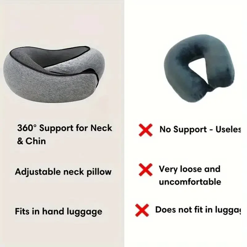 Almohada de viaje para el cuello, almohada en forma de U de espuma viscoelástica, soporte para el cuello de viaje estilo caracol, almohadas para dormir suaves ajustables portátiles para romper el mediodía - Imagen 5