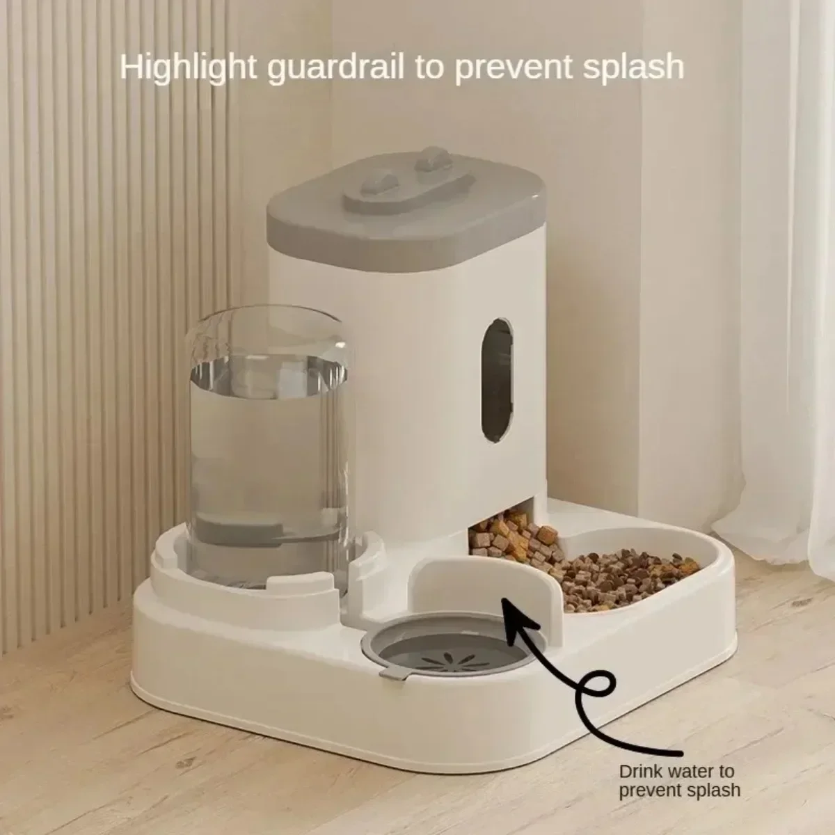 Alimentador automático, cuenco de comida para perros y gatos con fuente de agua, dispensador de almacenamiento de alimentos para mascotas de gran capacidad, contenedor, accesorios para cachorros y mascotas - Imagen 2