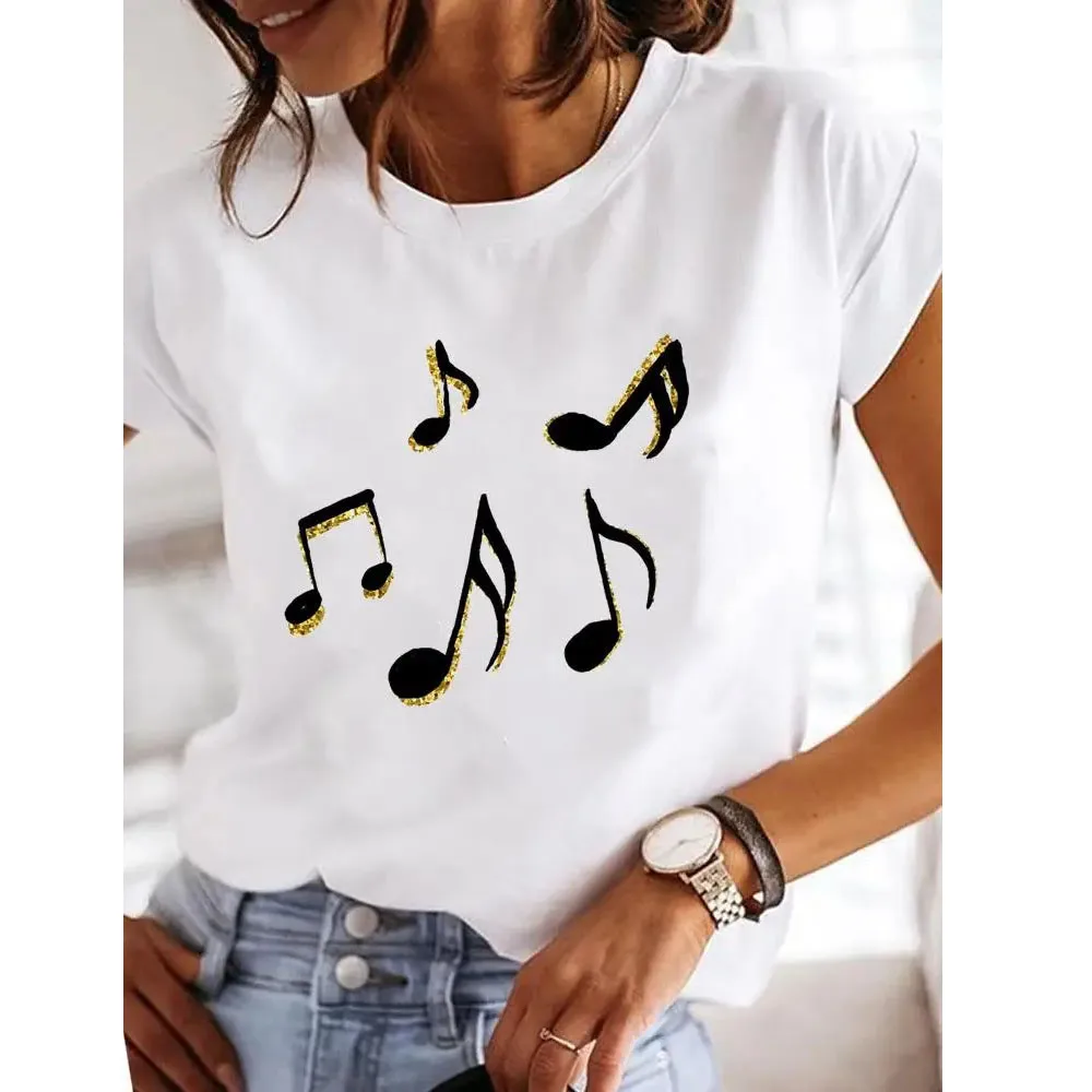 Camiseta con estampado de corazón de amor para mujer, camisetas divertidas Y2K con cuello redondo, ropa informal de los años 90 - Imagen 2