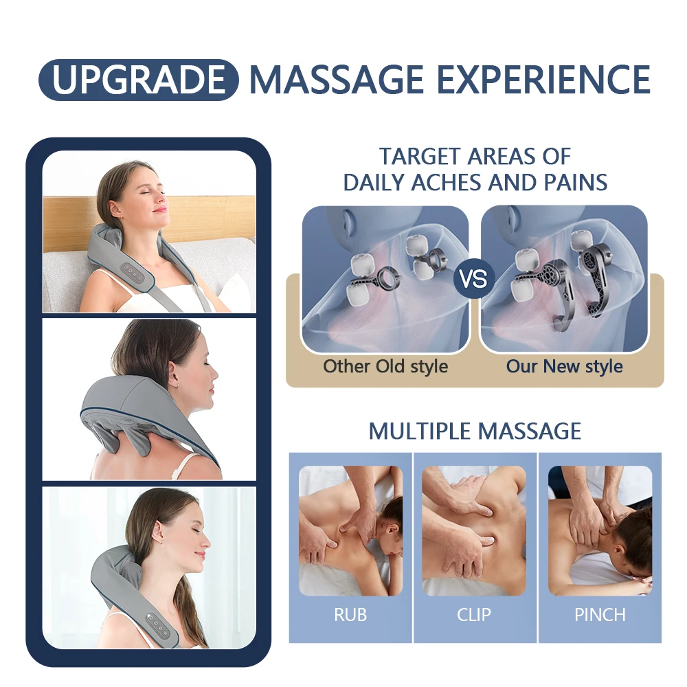 Foreverlily-masajeador inalámbrico para cuello y hombros, chal de masaje para amasar hombros y espalda, masajeador Cervical para cuello Trapezius, 26W - Imagen 4