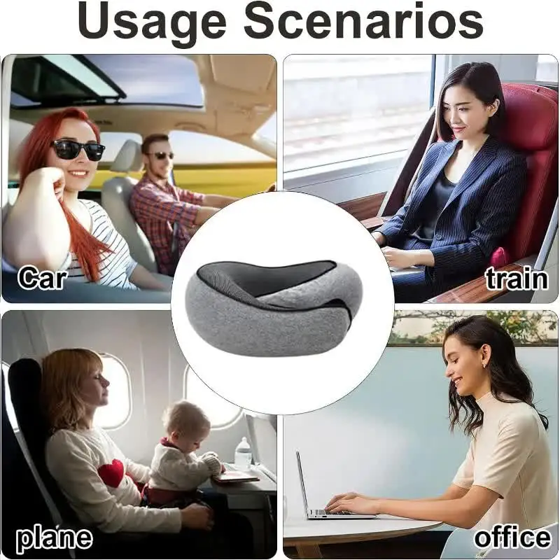 Almohada de viaje para el cuello, almohada en forma de U de espuma viscoelástica, soporte para el cuello de viaje estilo caracol, almohadas para dormir suaves ajustables portátiles para romper el mediodía - Imagen 6