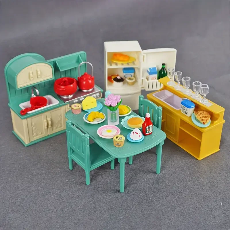 Muebles en miniatura 1:12, cocina familiar de bosque, juguete, mesa de comedor, accesorios para casa de muñecas, baño, juego de simulación para niñas, regalos, Juguetes - Imagen 6