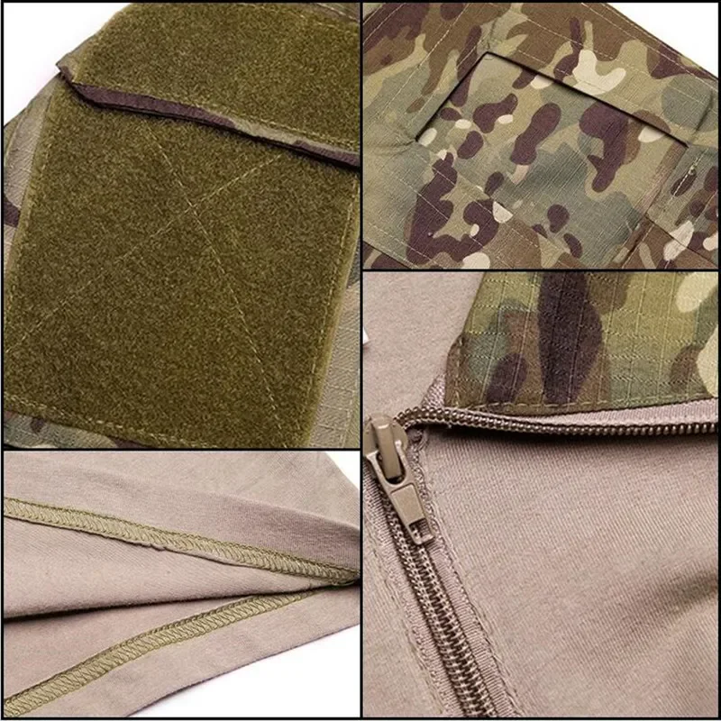 Camisetas tácticas para senderismo al aire libre para hombre, camisa de combate militar del ejército CP de camuflaje de manga larga para caza y escalada, ropa deportiva de algodón - Imagen 6