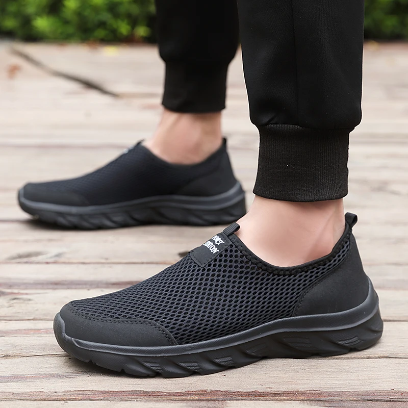 2023 zapatos informales ligeros para hombre, zapatillas informales transpirables sin cordones para hombre, zapatos planos antideslizantes para caminar al aire libre, talla 39-47 - Imagen 5