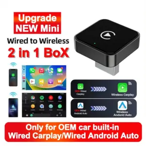 Nuevo Mini Dispositivo Inteligente 2 en 1 con Carplay y Android Auto Inalámbricos 2026, Conexión Automática WIFI BT para Toyota, Volvo, Benz, MG, Kia, MAZDA, FORD