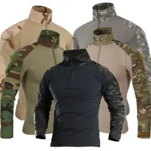 Camisetas tácticas para senderismo al aire libre para hombre, camisa de combate militar del ejército CP de camuflaje de manga larga para caza y escalada, ropa deportiva de algodón