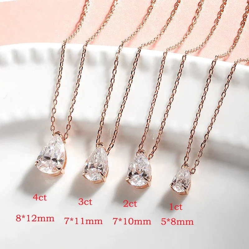 Collar de moissanita con certificación Smyoue, 1CT, 2CT, corte de pera D VVS1, joyería chapada en oro de 18k, colgante de 100% Plata de Ley 925 - Imagen 5