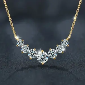 Collar de moissanita U-Smile D VVS1 para mujer, collares de lujo con Diamon de laboratorio brillante de Color D, Plata de Ley 925 con certificado