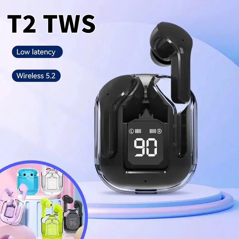 Auriculares inalámbricos T2 originales, cascos con Bluetooth, transparentes,