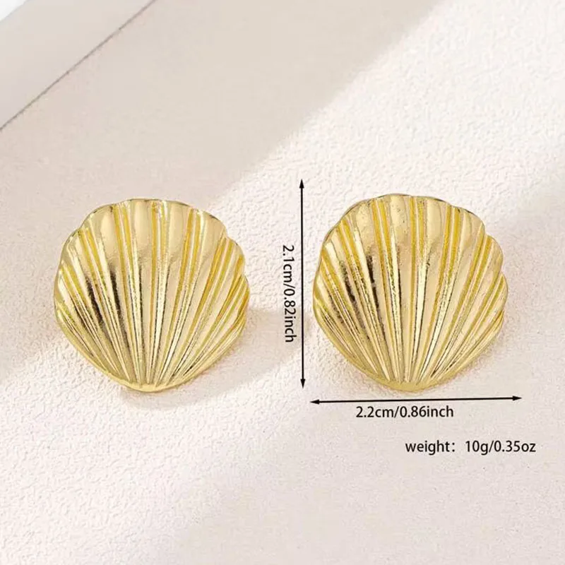 Nuevos pendientes exagerados con textura de concha de océano para mujer, accesorios de moda, pendientes de joyería de personalización, uso diario - Imagen 6